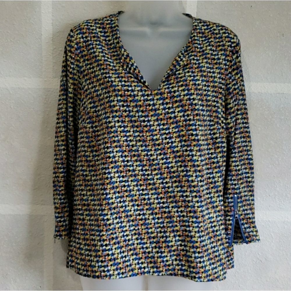 Willi Smith Confetti Long Sleeve Blouse